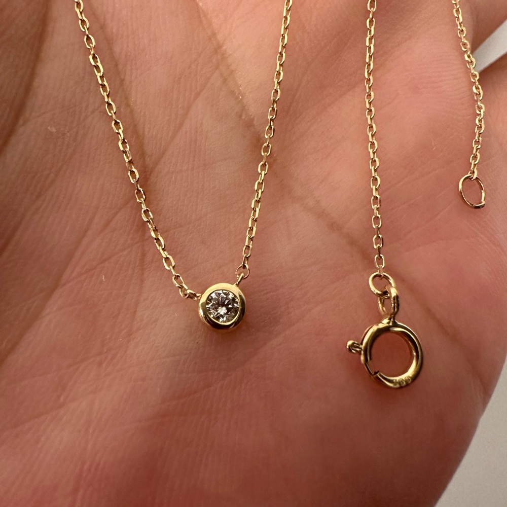 14k yellow diamond pendant necklace new with box